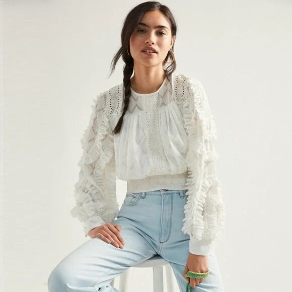 Anthropologie - Not So Serious - Donna Lace Blouse - White - Picture 2 of 13
